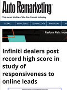 Auto Remarketing Infiniti dealers post record high score in study of responsiveness to online leads