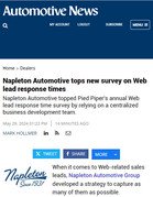 AUTOMOTIVE NEWS Napleton Automotive tops new survey on Web lead response times